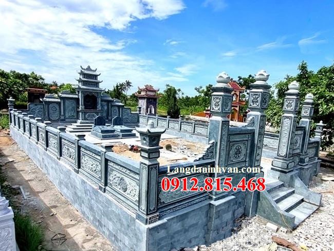 Khu lăng mộ, nghĩa trang gia đình thiết kế xây bằng đá xanh rêu tại Bắc Ninh