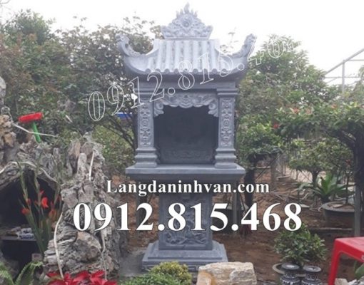 Mẫu bàn thờ thiên thờ thần linh thổ địa, quan thần linh đá xanh có mái che đẹp - Cây hương ngoài trời