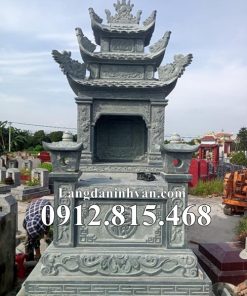 Bán mộ ba mái đá granite xanh rêu đẹp kích thước chuẩn phong thủy