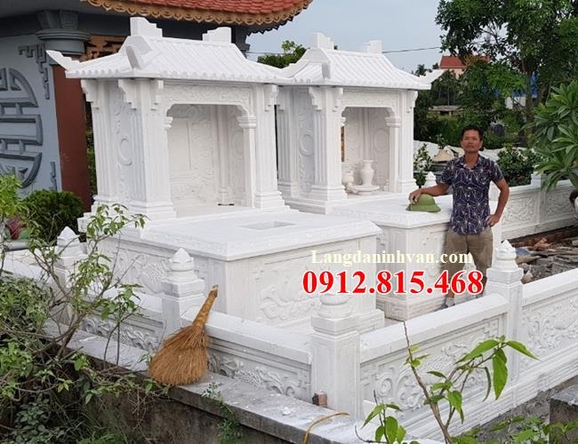 Bán mẫu mộ song thân để hũ tro cốt đá trắng đẹp ở Hậu Giang