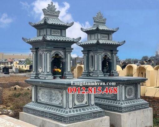Mẫu mộ đôi đá xanh đen bán tại Hà Nội 15 - Mộ đôi đẹp tại Hà Nội