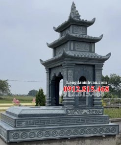 Mẫu mộ cải táng, sang đá đá xanh rêu đẹp xây tam cấp 3 mái chuẩn phong thủy bán tại Thái Bình