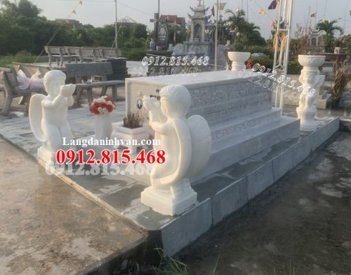 Mẫu mộ công giáo, bia mộ công giáo thiết kế xây tam cấp đá trắng đẹp bán tại Thái Bình