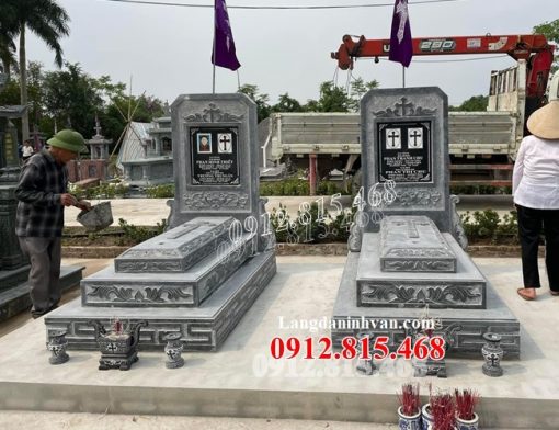 Mẫu mộ công giáo, mộ đạp thiên chúa xây tam cấp đơn giản đẹp bán tại Hà Tĩnh