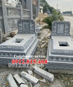 Mẫu mộ đá đôi đẹp, lăng mộ đá đôi đẹp thiết kế xây tam cấp đơn giản bán tại Bắc Giang