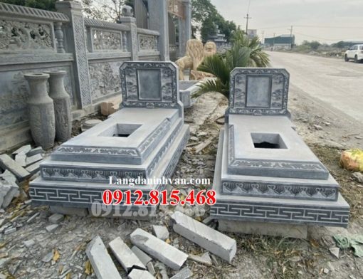 Mẫu mộ đá đôi đẹp, lăng mộ đá đôi đẹp thiết kế xây tam cấp đơn giản bán tại Bắc Giang