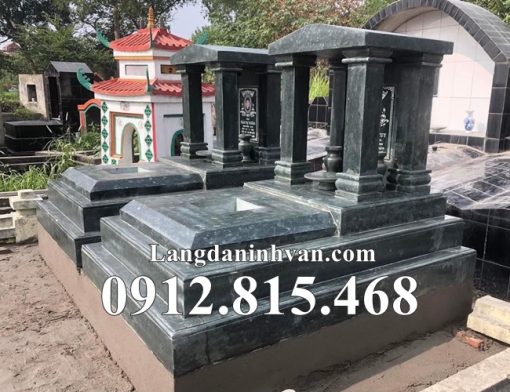 Mẫu mộ đá đôi đẹp thiết kế xây 1 mái che đơn giản bán tại Hà Nội - Chụp mộ đá đẹp tại Hà Nội