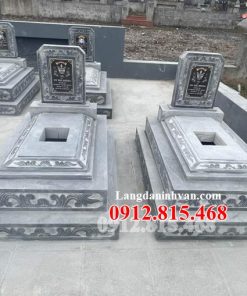 Mẫu mộ đá đôi đẹp xây tam cấp đơn giản bán tại Thái Bình