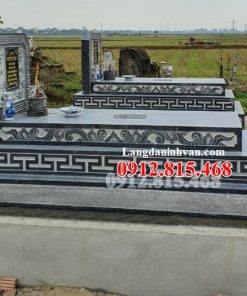 Mẫu mộ đá đôi tam cấp đẹp bán tại Nam Định