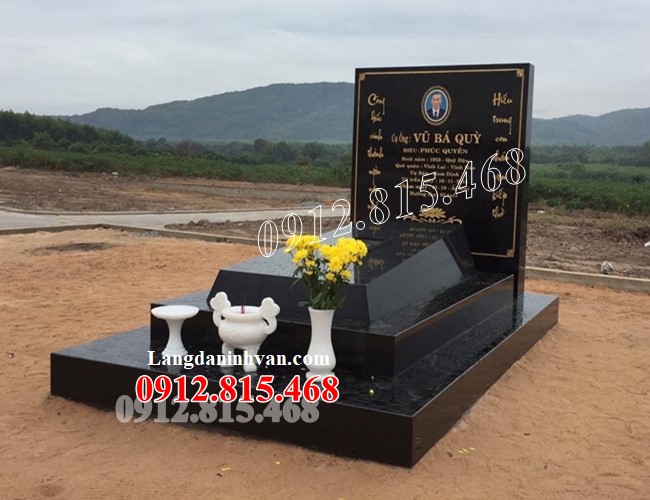 Mẫu mộ đá hoa cương liền khối đơn giản hiện đại đẹp bán tại Bắc Giang