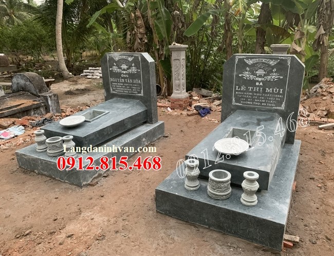 Mẫu mộ đôi đá granite xanh rêu Thanh Hóa đơn giản đẹp bán tại Thái Nguyên
