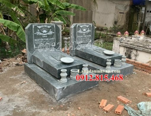 Mẫu mộ đôi đá xanh rêu đơn giản đẹp bán tại Bắc Ninh