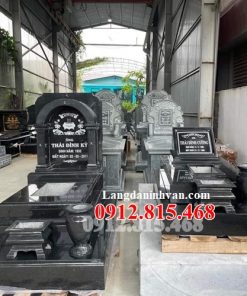 Mẫu mộ tam cấp đá hoa cương, granite đen đẹp nhất bán tại Bắc Giang