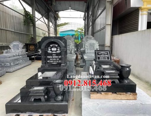 Mẫu mộ tam cấp đá hoa cương, granite đen đẹp nhất bán tại Bắc Giang