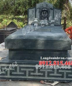 Mẫu mộ tươi, mộ chôn không bốc, mộ hung táng, mộ địa táng, mộ để hài cốt đá khối xanh rêu đơn giản đẹp bán tại Thái Bình