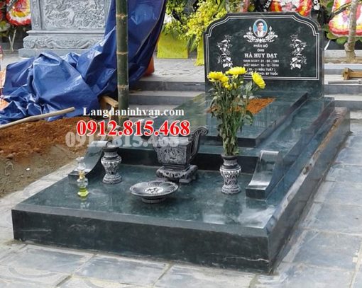 Mẫu mộ tươi, mộ hung táng, mộ nhất táng, mộ chôn 1 lần, mộ an táng 1 lần xây tam cấp đá xanh rêu đẹp chuẩn phong thủy bán tại Nam Định