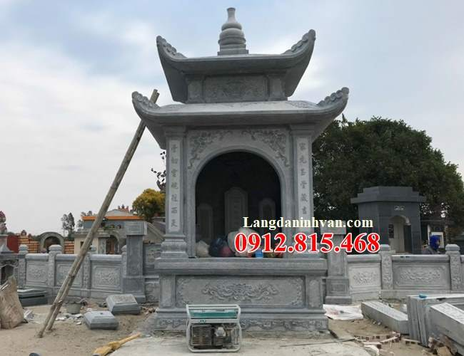 Mẫu mộ công giáo đẹp hai mái đá khối tư nhiên bán tại Hà Nội 29