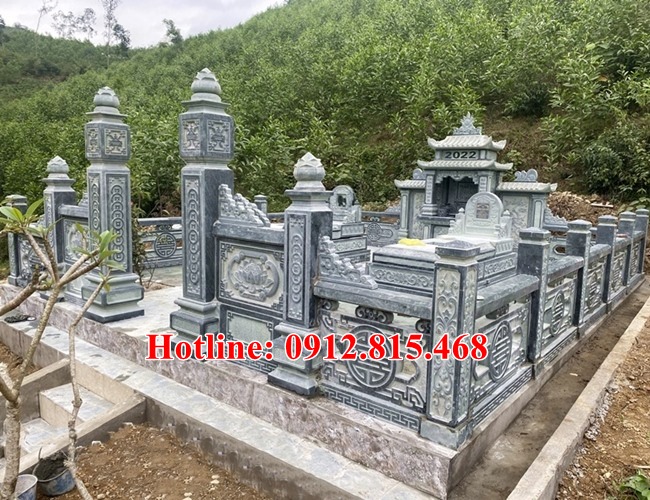 Mẫu khu lăng mộ đá gia đình đẹp bán, lắp đặt tại Quảng Ngãi hợp phong thủy