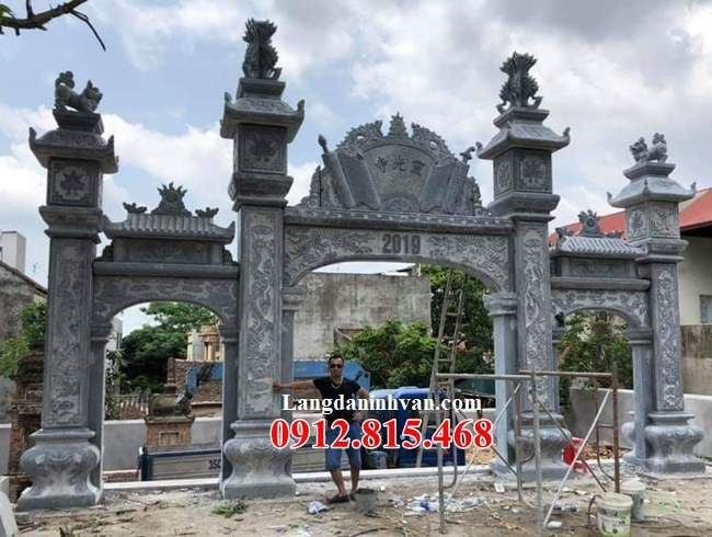 Thi công lắp đặt cổng đá nghĩa trang gia đình dòng họ, cổng khu lăng mộ gia đình toàn quốc