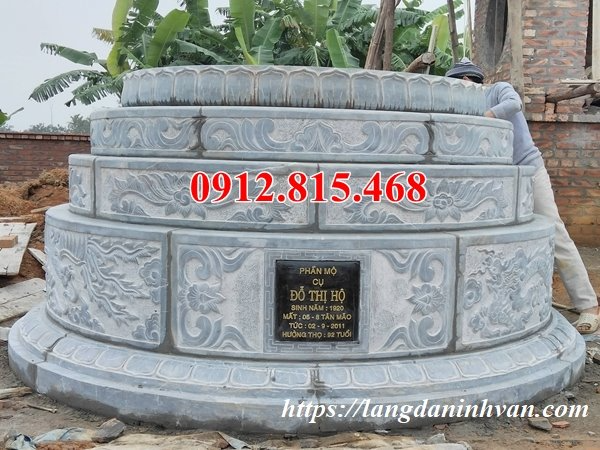 Mẫu mộ tròn đá xanh nguyên khối tại Vĩnh Phúc 29 - Mẫu mộ đá đẹp