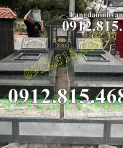 Mẫu mộ đá đôi hoa cương đẹp 010 - Mộ đá granite nguyên khối