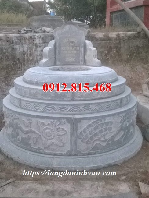 Mẫu mộ đá tròn tại Nam Định thiết kế kích thước chuẩn phong thủy