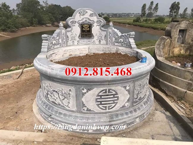 Mẫu mộ tổ hình tròn thiết kế xây bằng đá kích thước chuẩn phong thủy