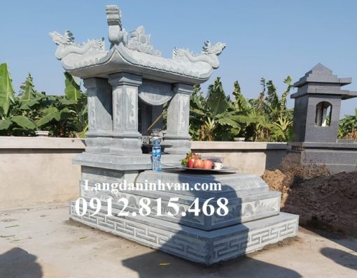 Mẫu mộ một mái đao đá xanh rêu thiết kế đẹp 22MXR – Mộ đá xanh rêu