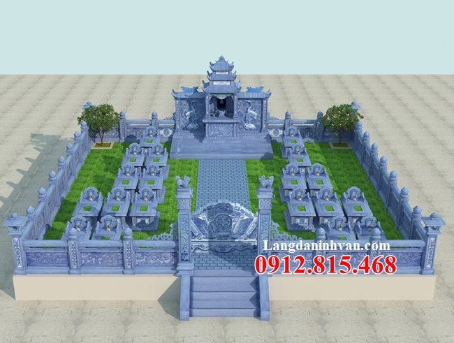 Xây khuôn viên khu lăng mộ, nghĩa trang gia đình bằng đá khối tự nhiên đẹp ở Lạng Sơn