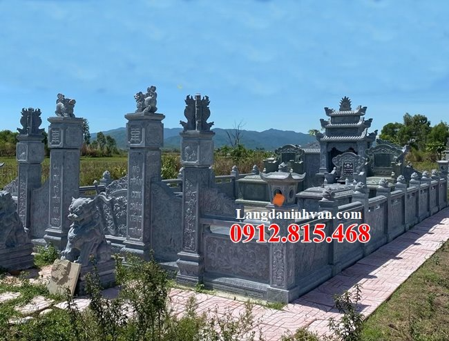 Mẫu khu lăng mộ, nghĩa trang gia đình xây bằng đá khối tự nhiên đẹp