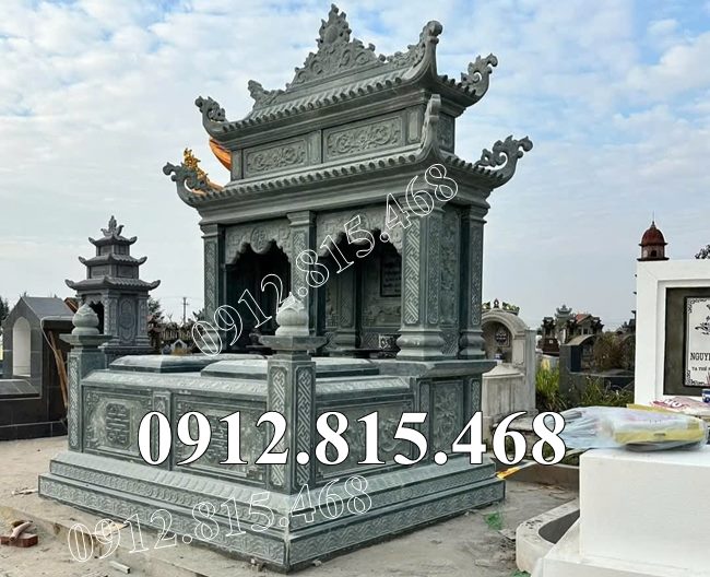 Mẫu mộ đôi đá xanh rêu đẹp bán tại Thái Nguyên - Mộ đá đẹp tại Thái Nguyên