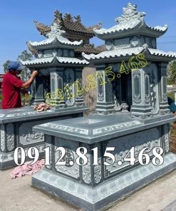 Mẫu mộ đôi thiết kế 1, 2, 3 mái đá xanh rêu đẹp bán tại Thái Nguyên - Lăng mộ đá đẹp tại Thái Nguyên