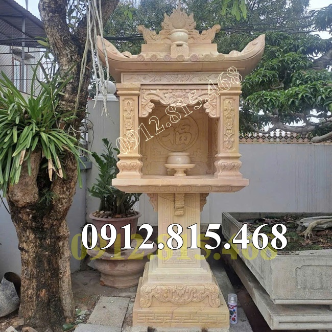 Mẫu am thờ đá vàng đẹp thờ thần linh ngoài trời bán tại Tiền Giang - Bàn thờ thiên ngoài trời tại Tiền Giang