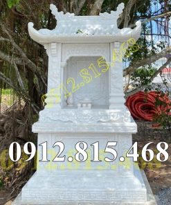 Mẫu am thờ ngoài trời thờ thần linh thổ địa, quan thần linh đá trắng đẹp bán tại Tiền Giang - Miếu thờ đá đẹp tại Tiền Giang