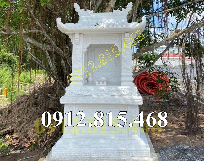 Mẫu am thờ ngoài trời thờ thần linh thổ địa, quan thần linh đá trắng đẹp bán tại Tiền Giang - Miếu thờ đá đẹp tại Tiền Giang