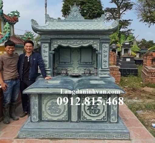 Mẫu mộ đôi, chụp mộ đôi 1 mái đá xanh rêu đẹp bán tại Đắk Lắk
