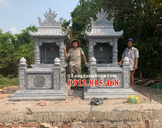 Mẫu mộ đôi, nhà mồ song thân để tro cốt, hài cốt đá khối đẹp bán tại An Giang