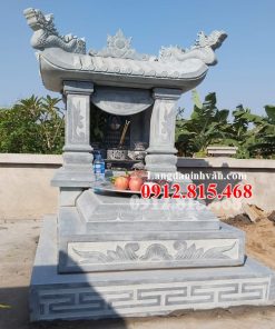 Mẫu mộ, chụp mộ hỏa táng, cải táng, sang cát, để tro cốt đá xanh rêu 1 mái đẹp bán tại Quảng Ngãi
