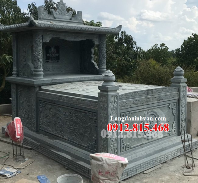 Mẫu mộ tươi, mộ hung táng, mộ địa táng, mộ an táng 1 lần, mộ nhất táng thiết kế xây 1 mái đá xanh rêu đẹp bán tại Quảng Nam