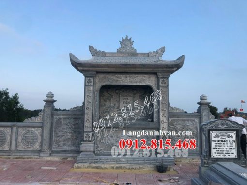 Mẫu lăng mộ đá gia đình đẹp xây một mái, một đạo hợp phong thủy bán tại Bình Định
