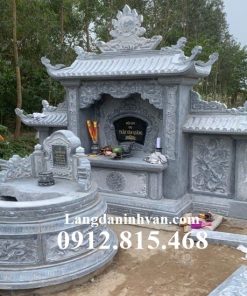 Mẫu lăng mộ đá gia đình, gia tộc, dòng họ thiết kế xây 1 mái đao đẹp bán tại Nam Định