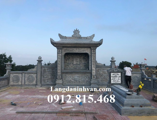 Mẫu lăng mộ đá gia đình, gia tộc, dòng họ xây một mái đao đẹp bán tại Phú Thọ