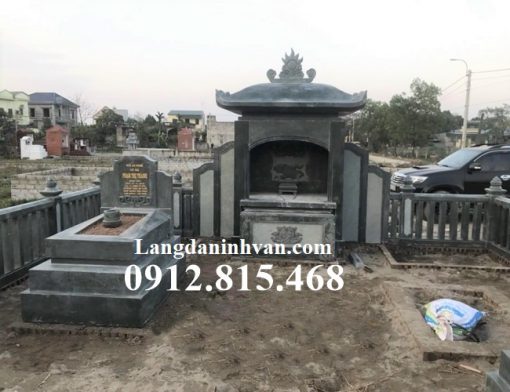 Mẫu lăng mộ đá gia đình, gia tộc, dòng họ xây một mái đơn giản đẹp bán tại Bình Thuận