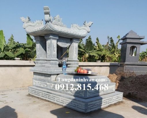 Mẫu mộ cải táng, sang cát, hỏa táng, để tro cốt đá xanh rêu xây 1 mái hợp phong thủy bán tại Hà Nội