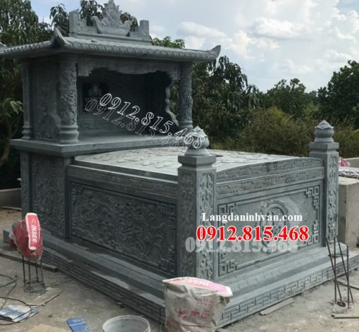 Mẫu mộ, chụp mộ đá khối xanh rêu xây kim tĩnh để tro cốt, hài cốt chuẩn phong thủy bán tại Khánh Hòa