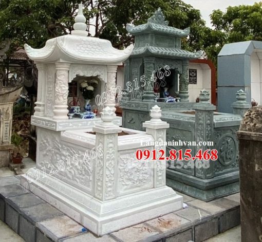 Mẫu mộ, chụp mộ một mái đá trắng đẹp hợp phong thủy bán tại Khánh Hòa