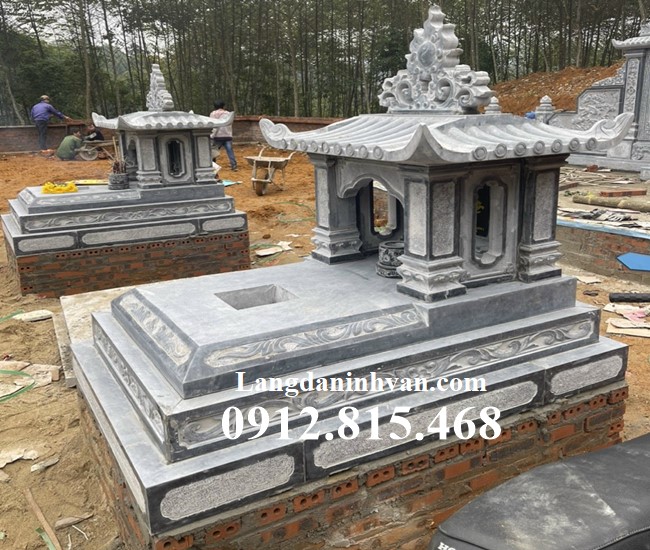 Mẫu mộ, chụp mộ một mái để tro cốt hài cốt xây tam cấp đá khối đẹp bán tại Quảng Trị