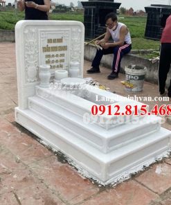 Mẫu mộ, chụp mộ tam cấp đá trắng đơn giản đẹp bán tại Khánh Hòa