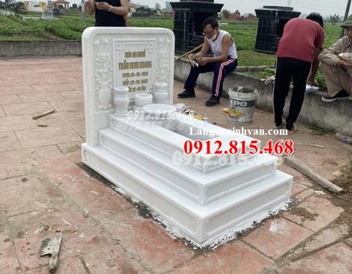 Mẫu mộ, chụp mộ tam cấp đá trắng đơn giản đẹp bán tại Khánh Hòa