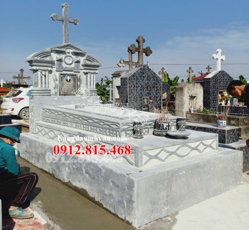 Mẫu mộ đá công giáo, mộ đá đạo thiên chúa xây tam cấp đẹp bán tại Phú Yên